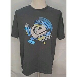 VTG Quiksilver Shirt Mens Large Black Short Sleeve Crew Neck Skate Surfer Y2K